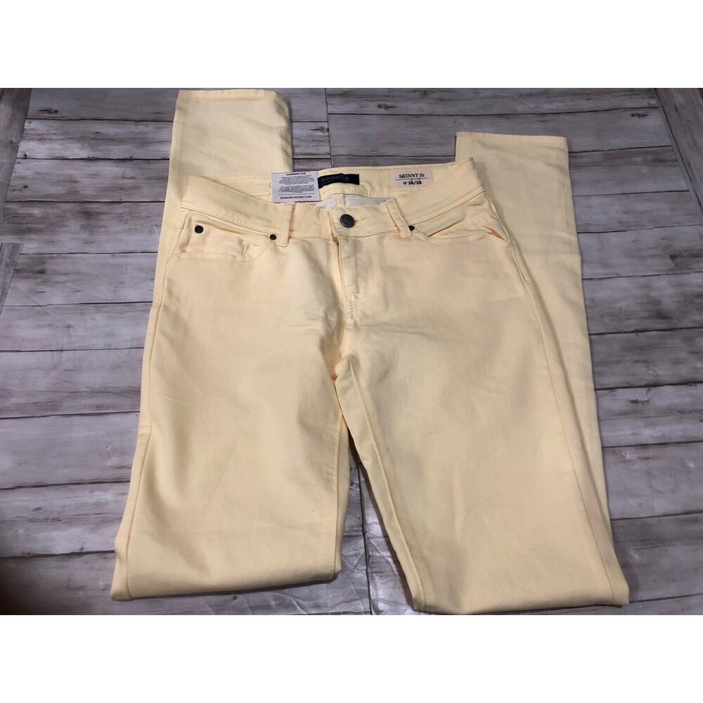 Bonobo Jeans Womens 2Tall Yellow Denim Pants Skinny Leg W:26x33 N41 - Picture 6 of 8